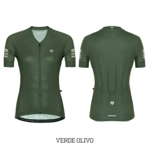 Jersey Ciclismo M/C Mujer GW Stripes Verde Olivo
