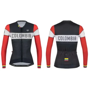 Jersey Ciclismo M/L Mujer GW Colombia Endurance Negro Rojo