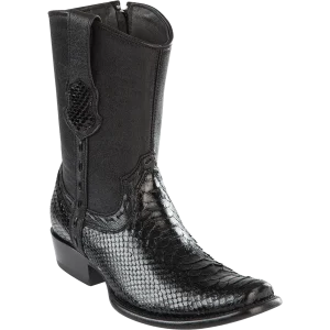 Botas Cortas de Piton Original Punta Dubai Color Negro - Wild West Boots