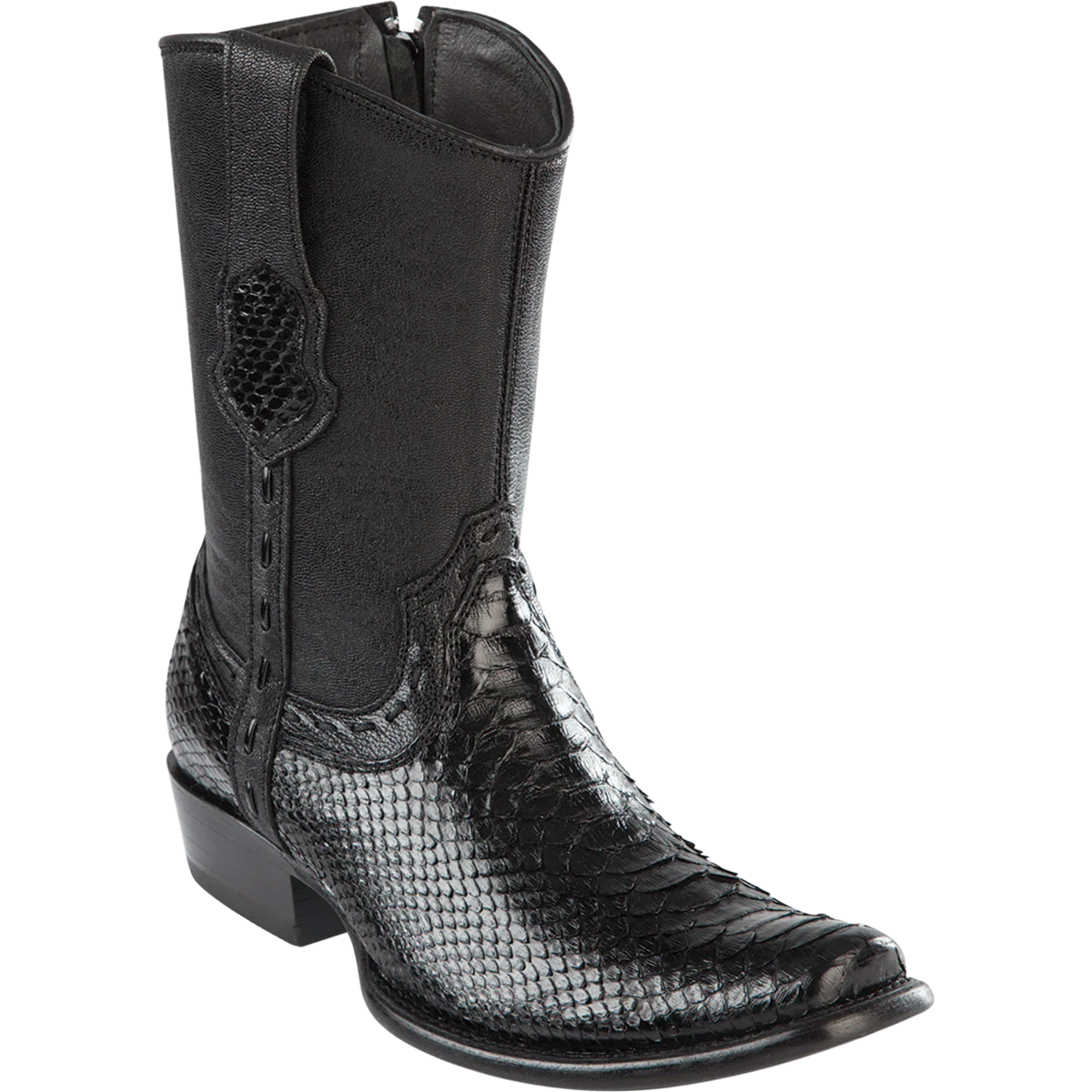 Botas Cortas de Piton Original Punta Dubai Color Negro - Wild West Boots