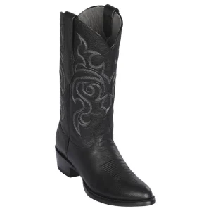 Botas de Piel Original Grisly Punta Oval Color Negro - Los Altos Boots