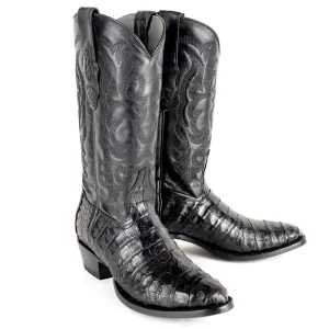 Botas de Caiman Panza Original Punta Oval Color Negro - Los Altos Boots