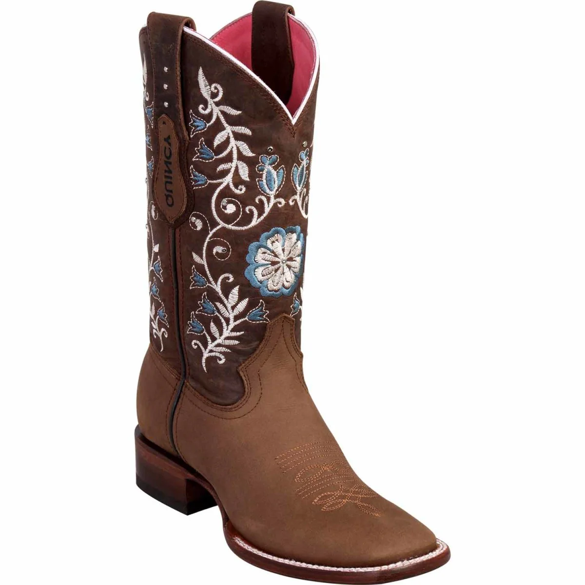 Botas de Cuero con Flores para Mujer en Horma Rodeo Q322F6259