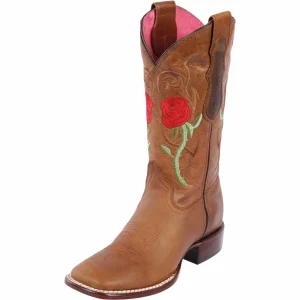 Botas de Cuero con Flores para Mujer en Horma Rodeo Q322R6251