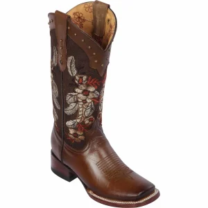 Botas de Cuero con Flores para Mujer en Horma Rodeo Q322T4259