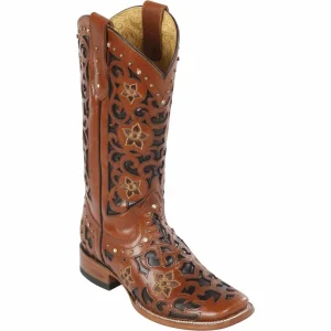 Botas de Cuero Corte Laser para Mujer en Horma Rodeo Q322L6250