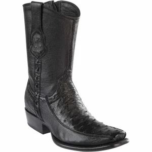 Botas Cortas de Avestruz Original Horma Dubai Color Negro - Wild West Boots