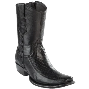 Botas Cortas de Armadillo con Venado Original Punta Dubai Color Negro - Wild West Boots