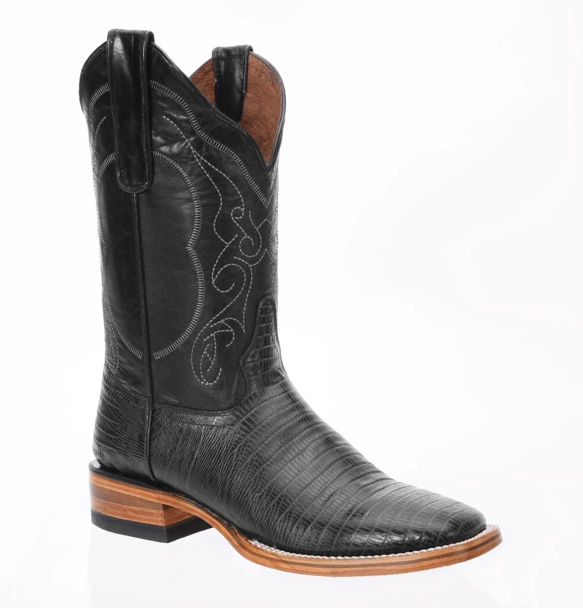 Botas de Armadillo Lizard Grabado Horma Rodeo Color Negro WD-294