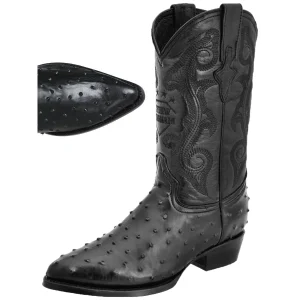 Botas de Avestruz Grabado con Horma Puntal 900 Color Negro WD-231
