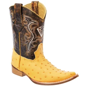 Botas de Avestruz Imitacion Horma 3X Aladino para Niño Color Mantequilla WD-372