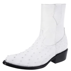 Botas de Avestruz Original Cortas Horma Puntal Color Blanco WD-005