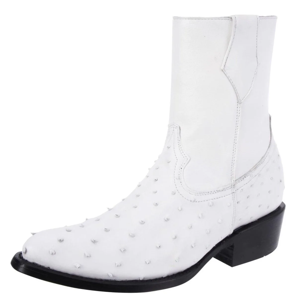 Botas de Avestruz Original Cortas Horma Puntal Color Blanco WD-005