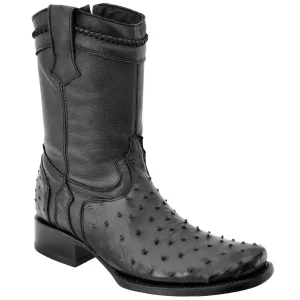 Botas de Avestruz Original Horma Cuadrada con Zipper WD-015