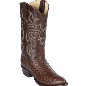 Botas de Avestruz Original Punta Oval Color Cafe - Los Altos Boots