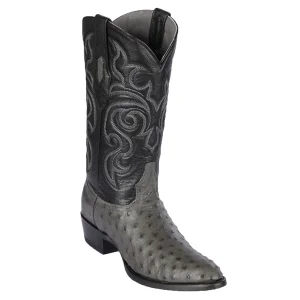 Botas de Avestruz Original Punta Oval Color Gris - Los Altos Boots