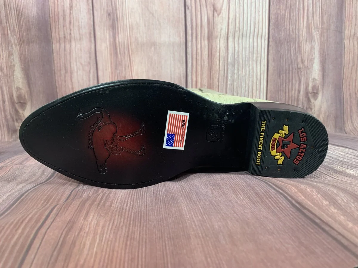 Botas de Avestruz Original Punta Oval Color Hueso - Los Altos Boots - Imagen 8