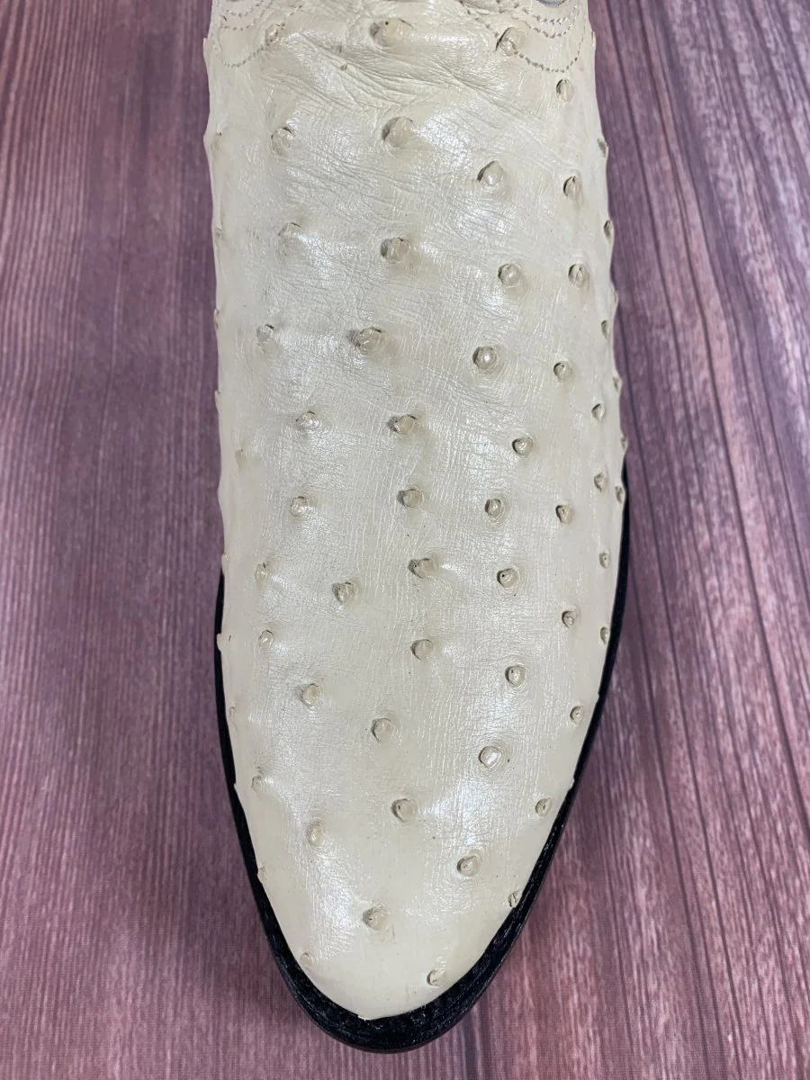 Botas de Avestruz Original Punta Oval Color Hueso - Los Altos Boots - Imagen 6