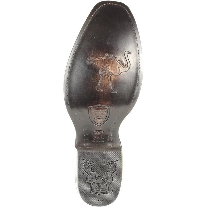 Botas de Pata de Avestruz y Venado Original Punta Dubai Cuadrada Color Negro - Wild West Boots - Imagen 3