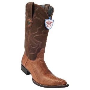Botas de Pata de Avestruz Original Punta 3X Color Cognac Acabado Graso - Wild West Boots
