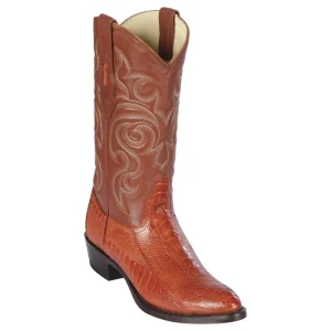 Botas de Pata de Avestruz Punta Oval Color Cognac- Los Altos Boots