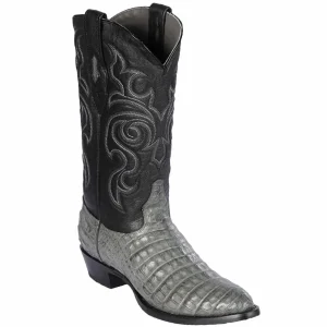 Botas de Caiman Panza Original Punta Oval Color Gris - Los Altos Boots