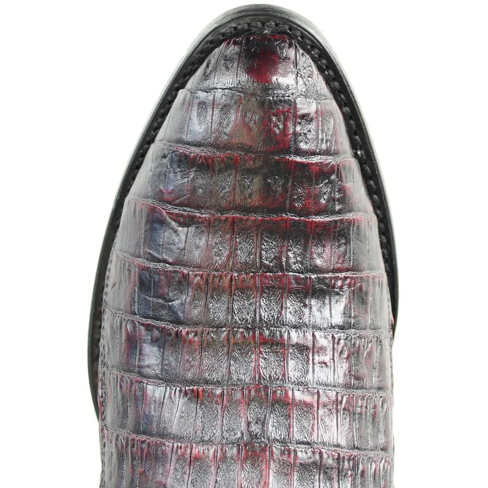 Botas de Caiman Panza Original Punta Oval Color Negro Rojizo - Los Altos Boots - Imagen 4