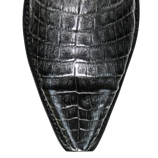Botas de Cocodrilo Caiman Panza Original Punta Recortada Color Negro - Los Altos Boots - Imagen 4