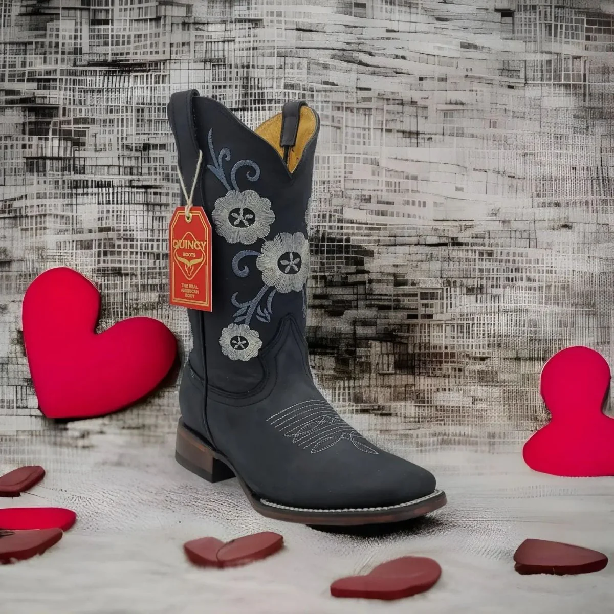 Botas de Cuero con Flores para Mujer en Horma Rodeo Q322MF6205 - Imagen 7