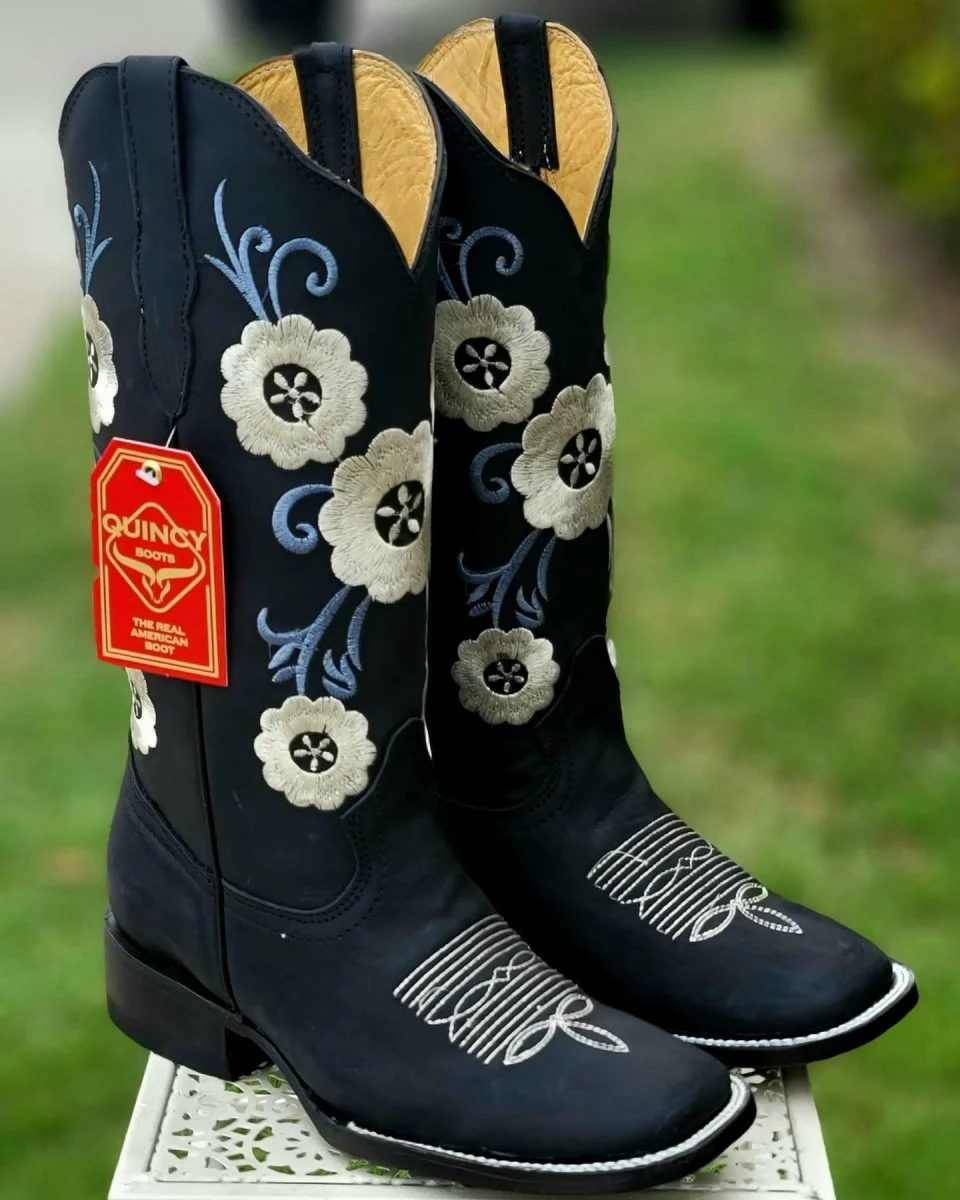 Botas de Cuero con Flores para Mujer en Horma Rodeo Q322MF6205 - Imagen 4