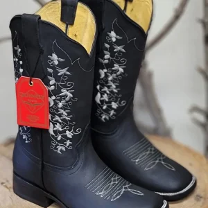 Botas de Cuero con Flores para Mujer en Horma Rodeo Q322M6205
