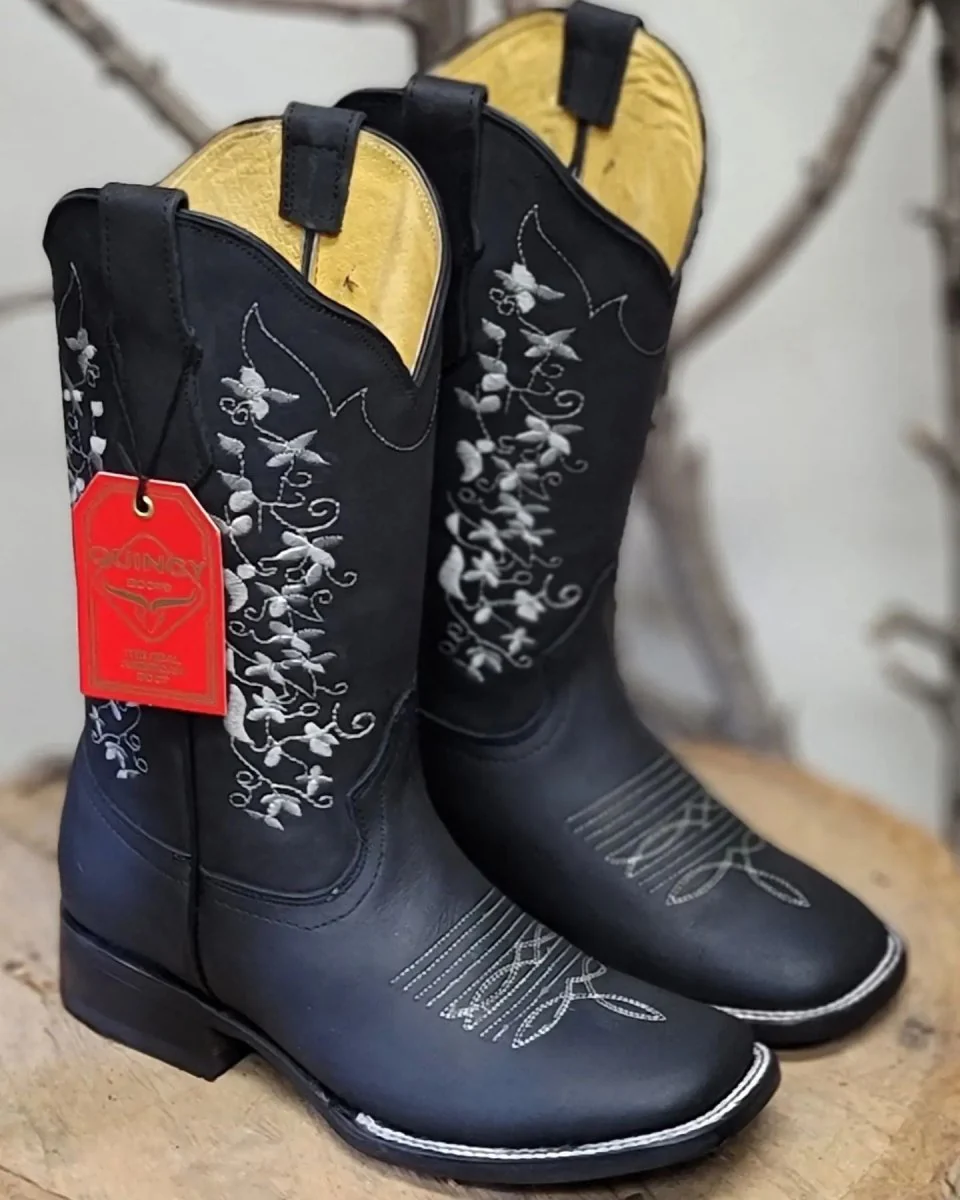 Botas de Cuero con Flores para Mujer en Horma Rodeo Q322M6205 - Imagen 2