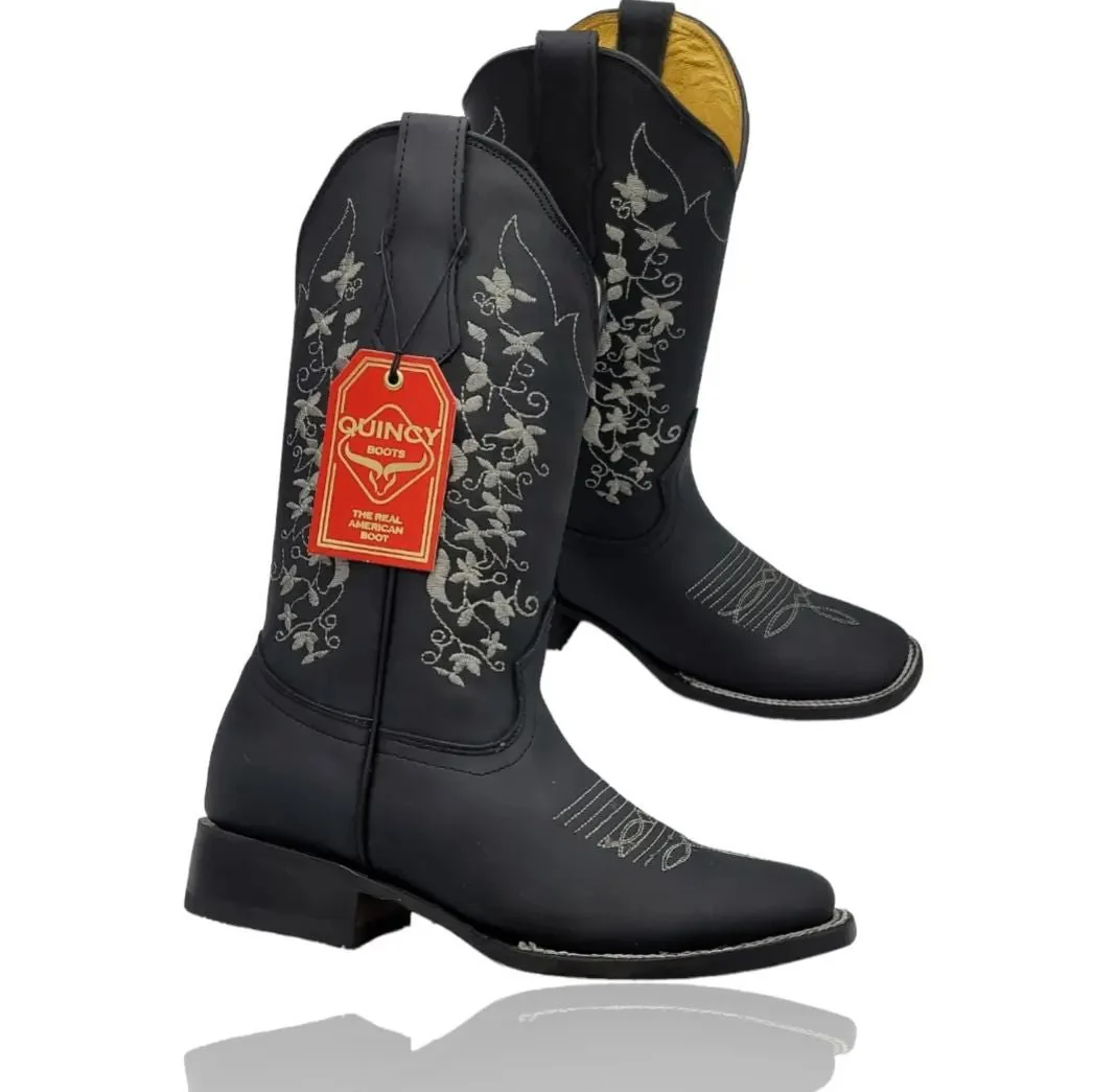 Botas de Cuero con Flores para Mujer en Horma Rodeo Q322M6205 - Imagen 3