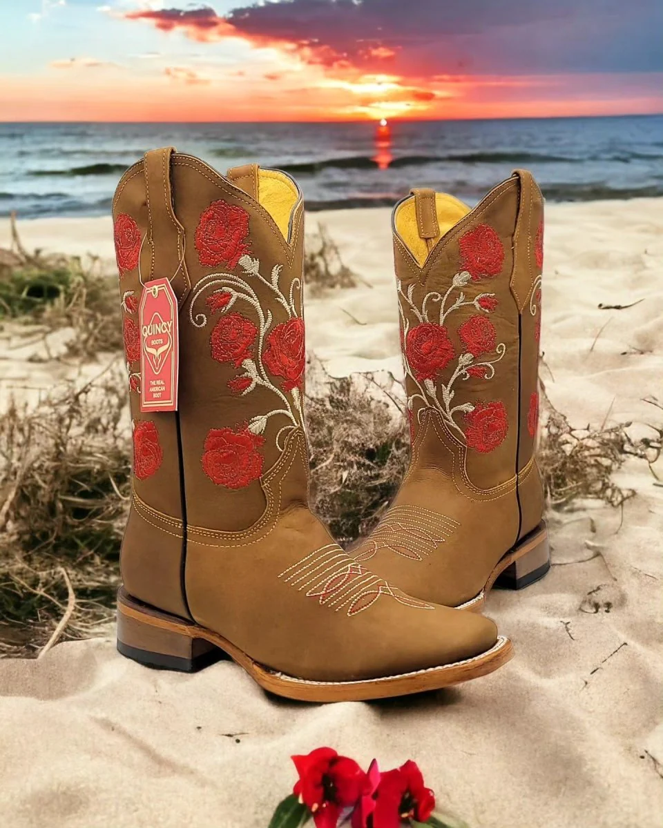 Botas de Cuero con Flores para Mujer en Horma Rodeo Q322RM6231 - Imagen 3