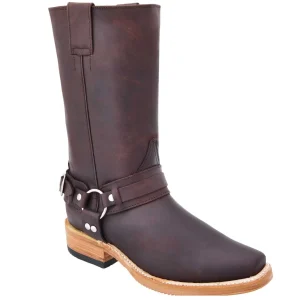 Botas de Cuero con Horma Biker para Motociclista Color Cafe WD-171