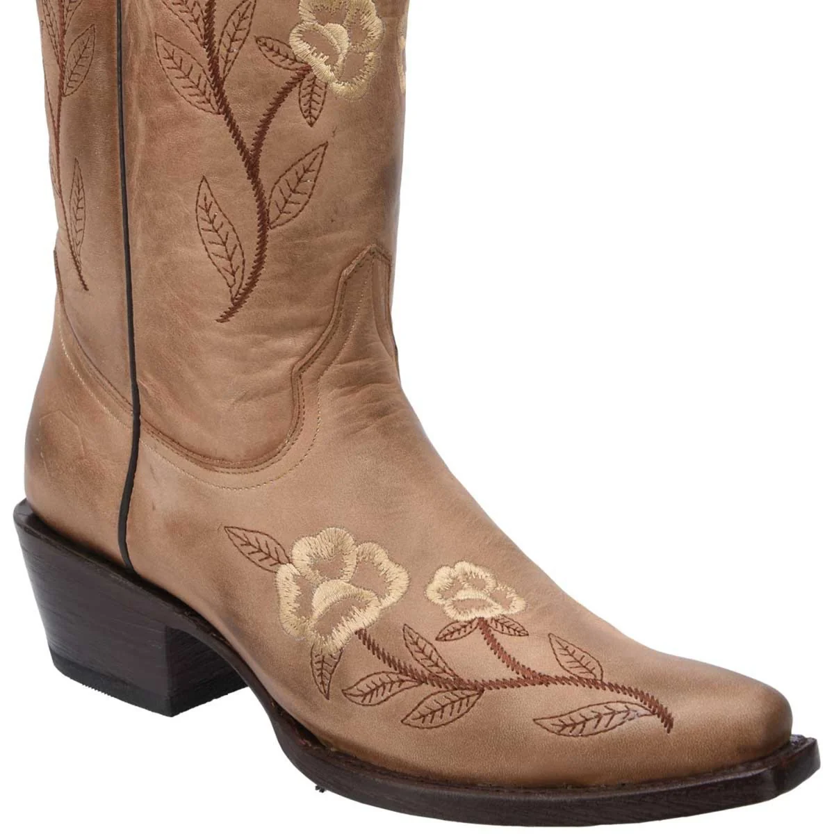 Botas de Cuero Horma Punta Recortada Flor para Mujer WD-468 - Imagen 3