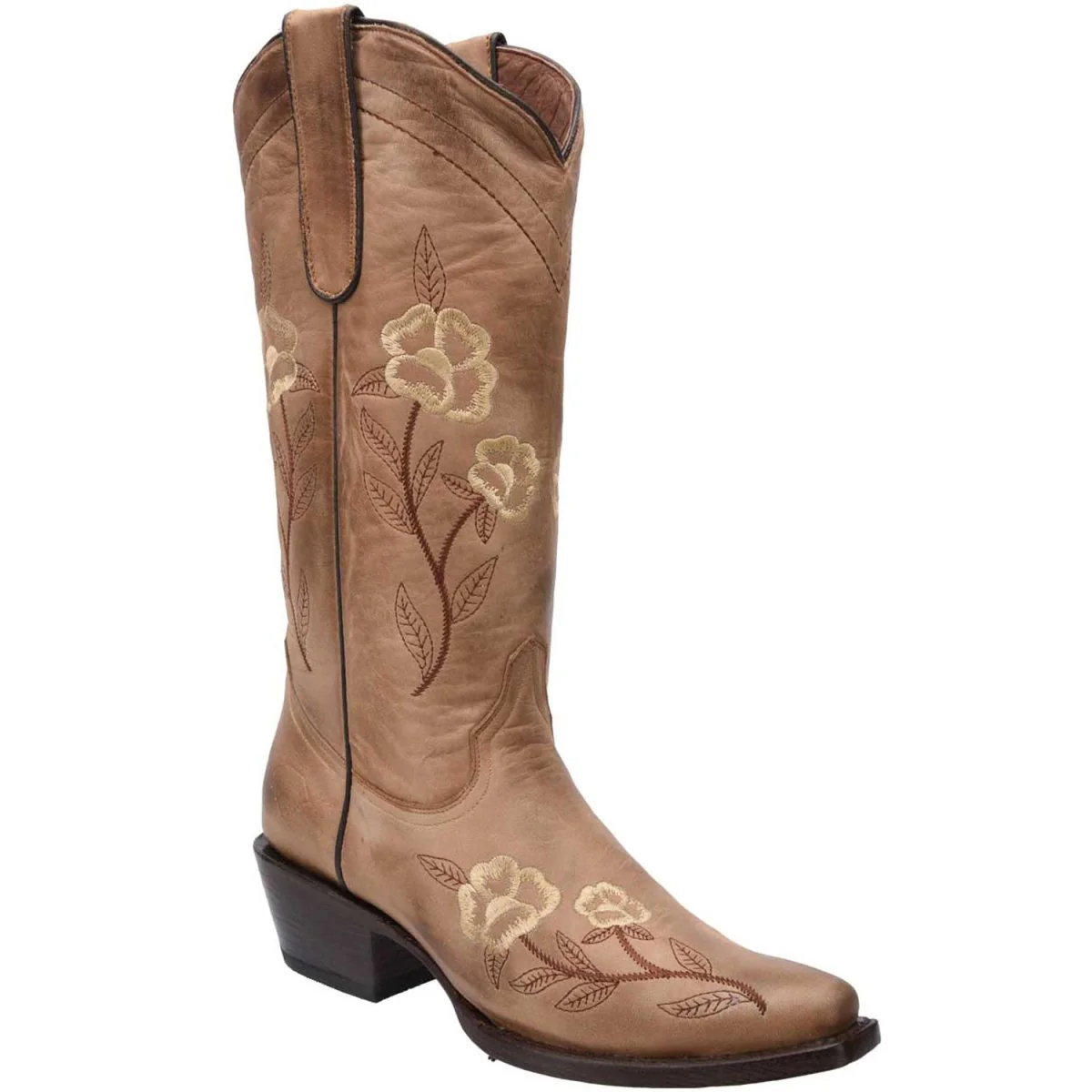 Botas de Cuero Horma Punta Recortada Flor para Mujer WD-468 - Imagen 2