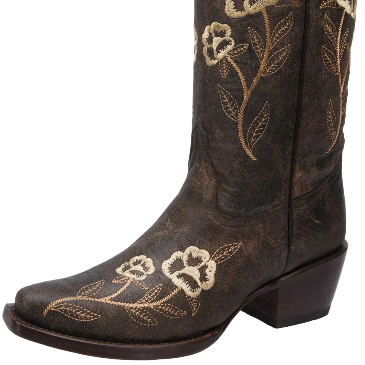 Botas de Cuero Horma Punta Recortada Flor para Mujer WD-469 - Imagen 4