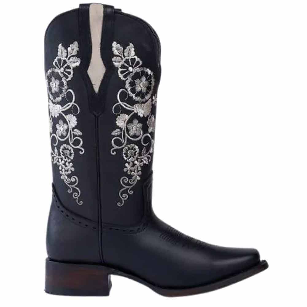 Botas de Cuero Horma Rodeo para Mujer Color Negro con Girasoles JB-1501NEG - Imagen 5