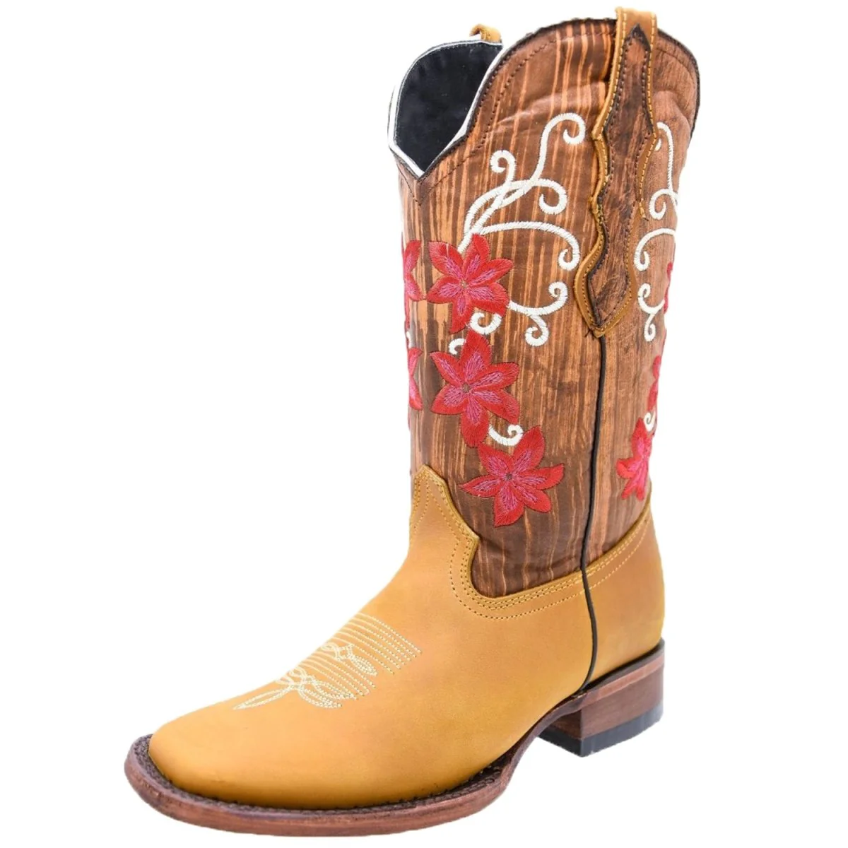 Botas de Cuero Nobuck Horma Rodeo para Mujer Color Miel WD-489 - Imagen 2