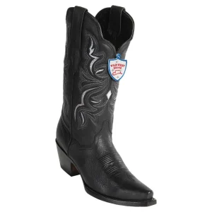 Women's Wild West Snip Toe Leather Boots - Black