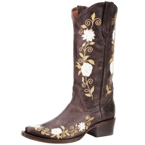 Botas de Cuero Original Horma Punta Recortada para Mujer Color Cafe WD-471