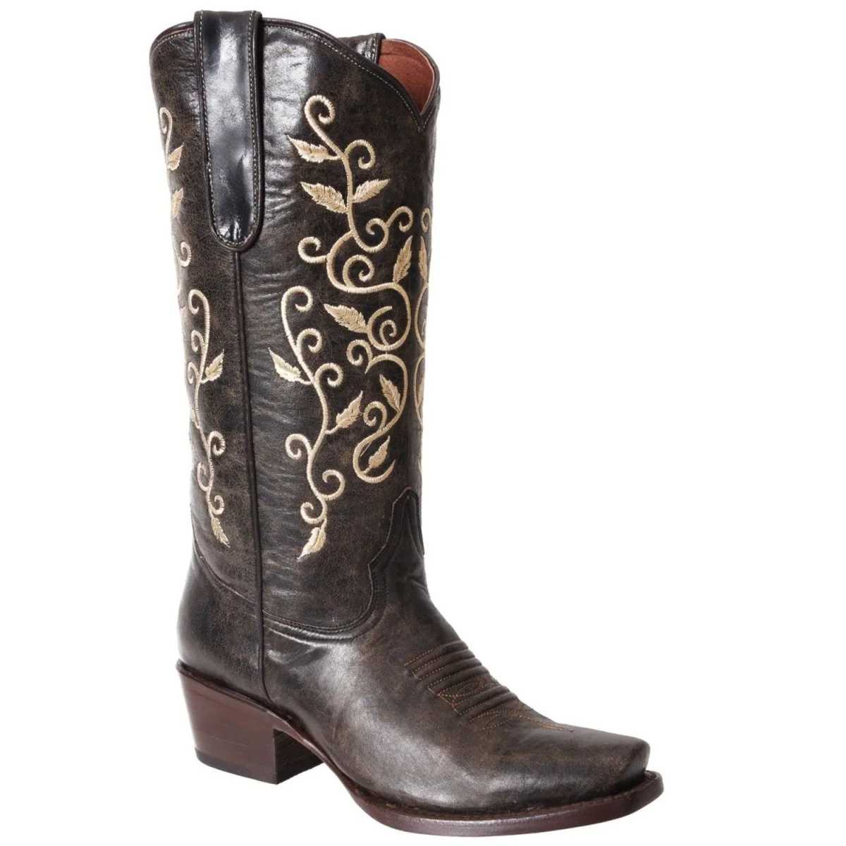 Botas de Cuero Original Horma Punta Recortada para Mujer Color Cafe WD-473 - Imagen 2