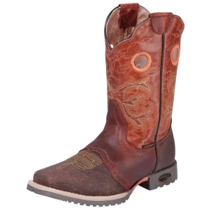 Botas de Cuero Pull Up Original Horma Rodeo para Niño Color Chocolate GEN-26447