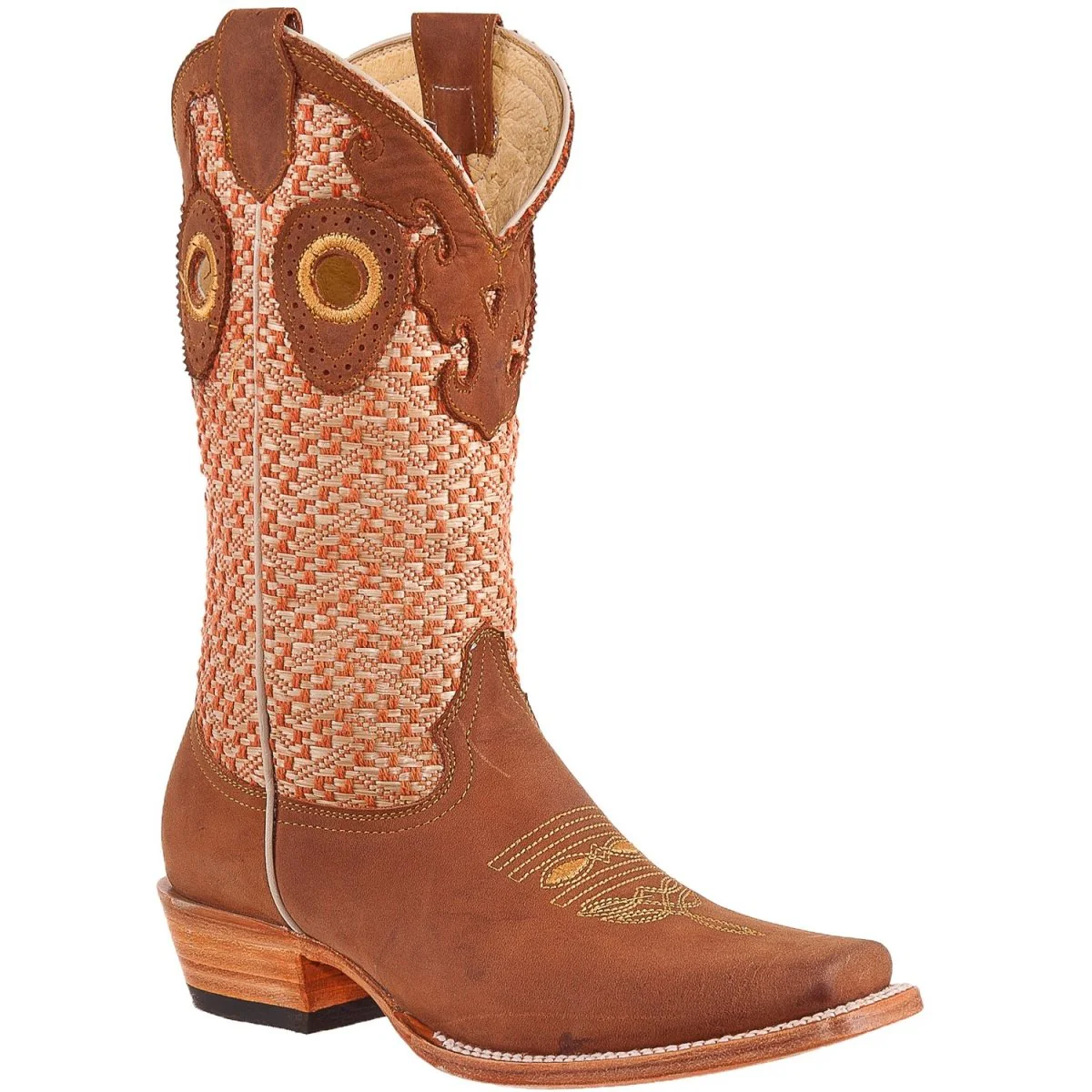 Botas Vaqueras de Cuero Rodeo Tubo de Tweed para Dama ROD-1834-STN