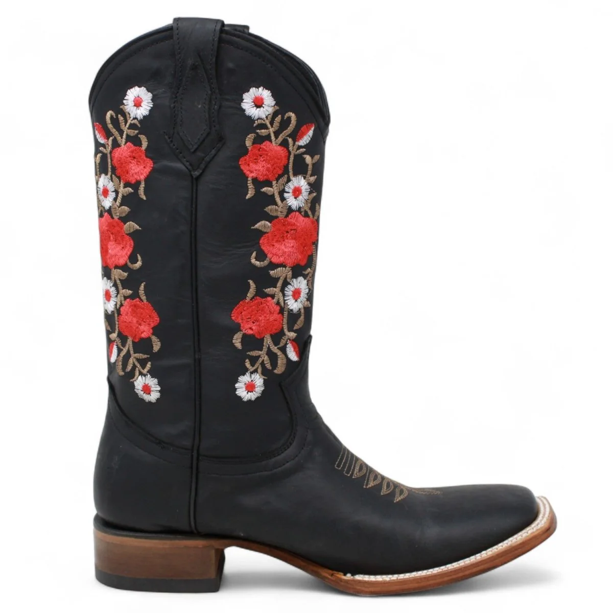 Botas de Gamuza para Dama Color Negro con Rosas Rojas LC-103 - Imagen 7