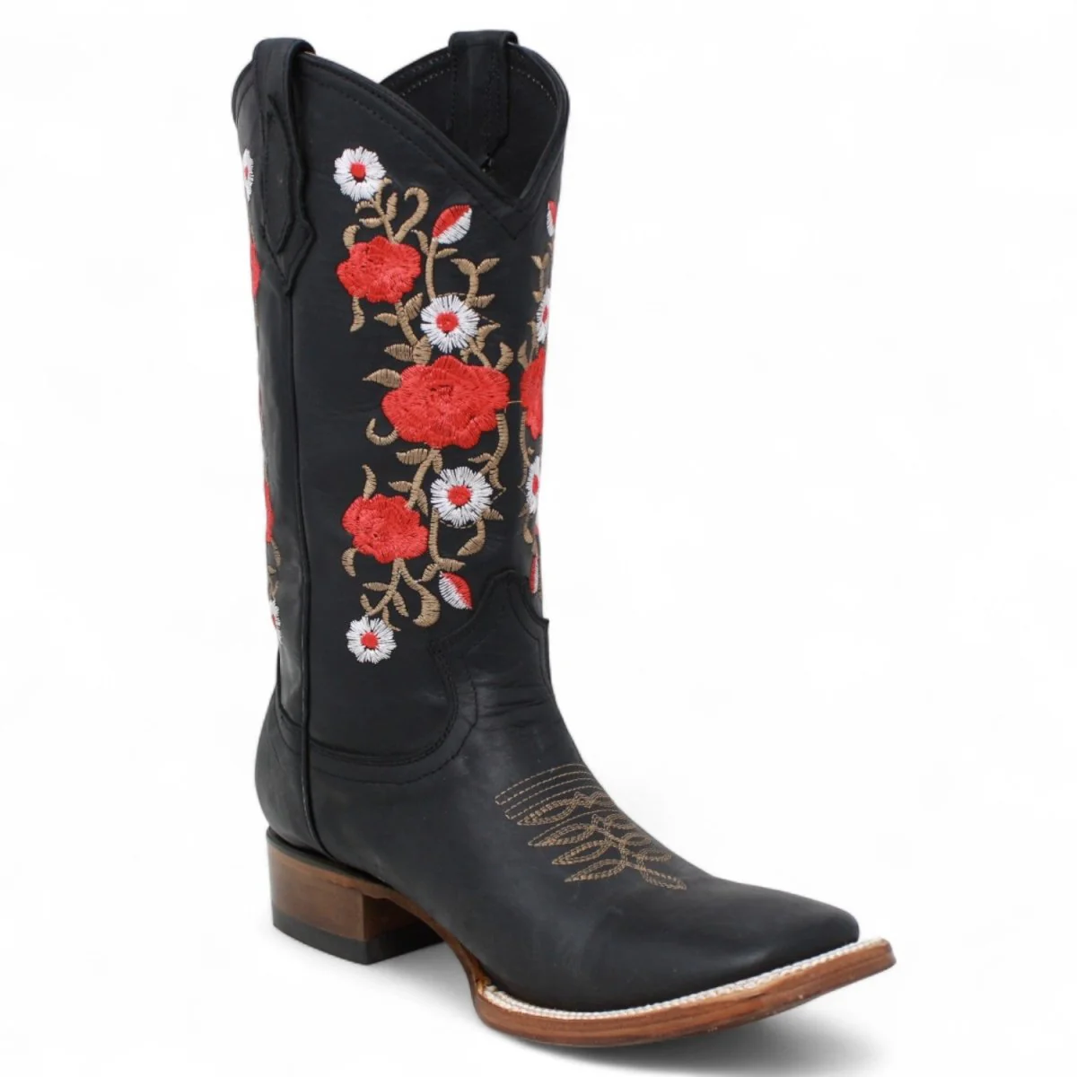 Botas de Gamuza para Dama Color Negro con Rosas Rojas LC-103 - Imagen 5