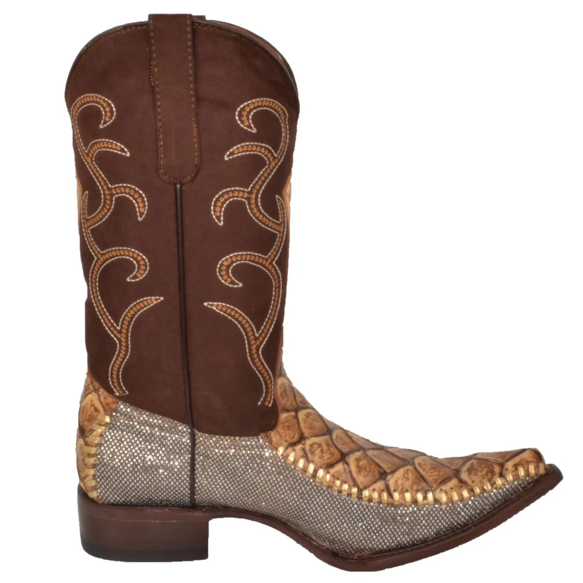 Botas de Pescado Pirarucu Grabado en Horma 3X Aladino Color Arena WD-102 - Imagen 6