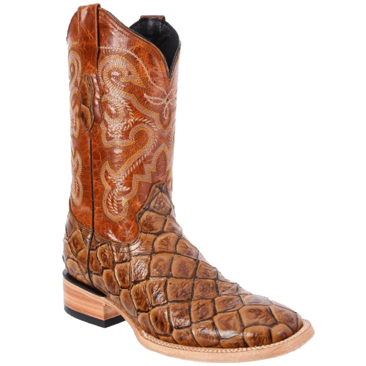 Botas de Pescado Pirarucu Grabado en Horma Rodeo Color Antizarro WD-292