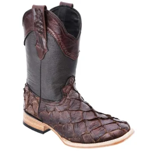 Botas de Pescado Pirarucu Original en Horma Rodeo Color Cafe WD-249
